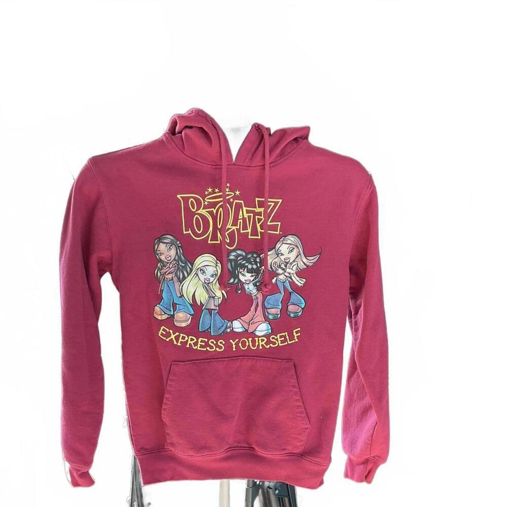Y2K Bratz "Express Yourself" Graphic Pullover Hoodie Size 1 XS